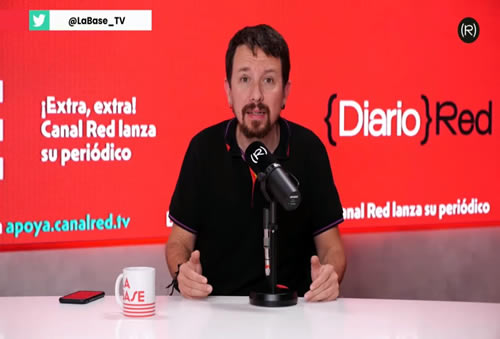 Pablo Iglesias hablando sobre Diario Red en La Base